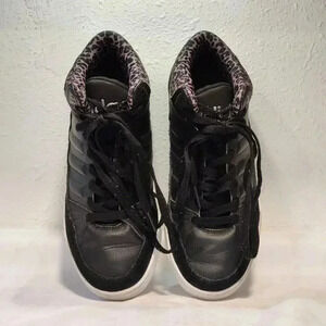Adidas‎ High Top Sneaker Women's 6.5 Play9tis B74429 Black Leopard Print Casual